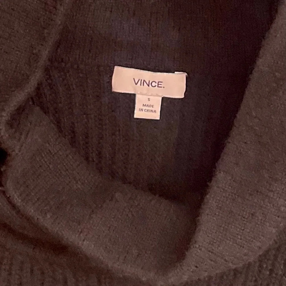 VINCE Cashmere Wool Ribbed Cowl Turtleneck Sweater Side Zipper Solid Black Small